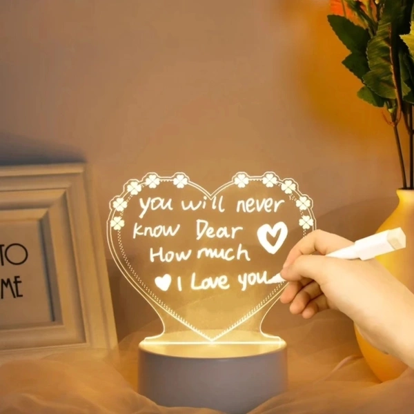 Rk Sports 3D LED Acrylic Writing board, Best Quality - Heart