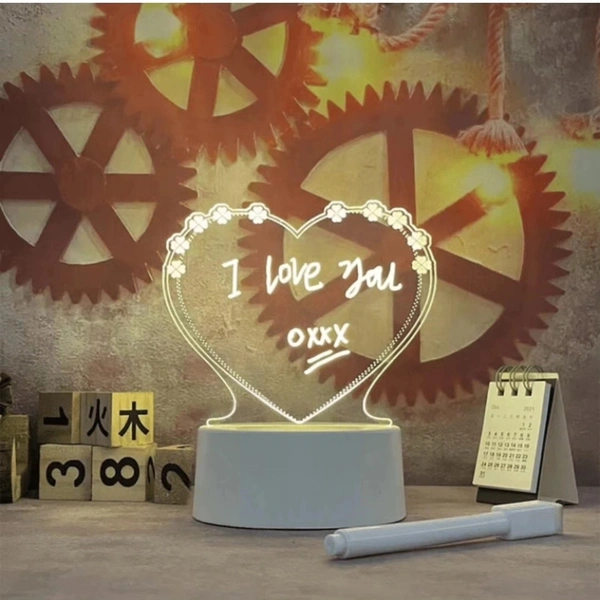 Rk Sports 3D LED Acrylic Writing board, Best Quality - Heart
