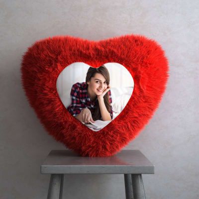 Heart shaped fur pillow hotsell