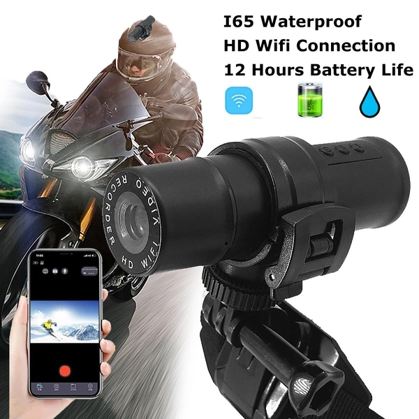 Waterproof Motorcycle Dash Cam - HD 1080P WiFi Action Camera with 120° Wide-Angle Lens for Motorcycles & Bicycles