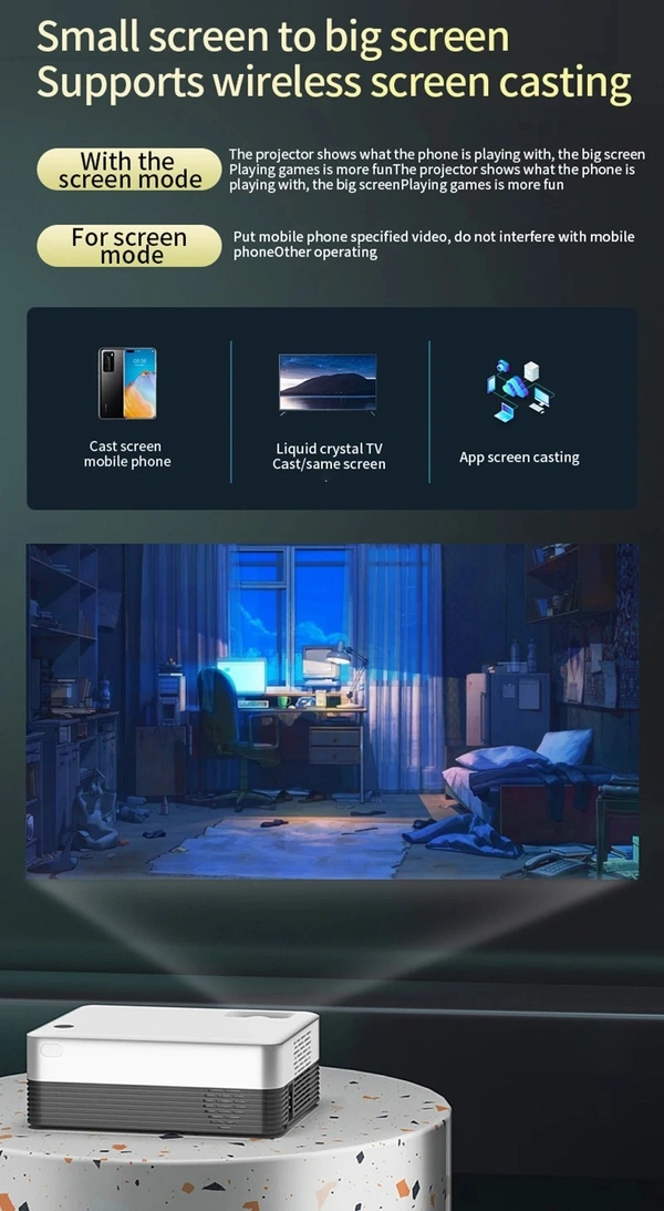 Projector P35 Android 10 Support 4K 1080P LED Home Bedroom Mobile Phone Screen Smart TV 5G WiFi Bluetooth Speaker Beamer