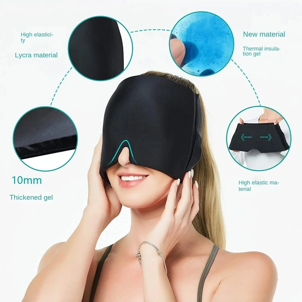 Migraine Relief Hat | Hot & Cold Compress Ice Pack Gel Eye Mask for Effective Migraine Therapy