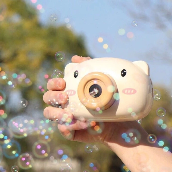 Electric Automatic Bubble Machine with Soap Water Maker Toys Cartoon Animal Pig Bubble Camera