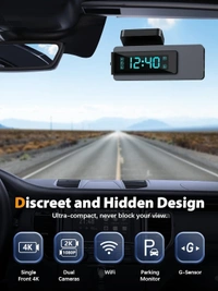 4K Dash Cam with Front and Back Dual Lens | 4K + 1080P Car DVR with WiFi, G-Sensor & Loop Recording