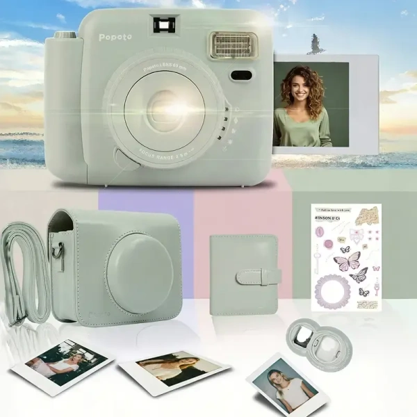 New Popoto Instant Camera Suitable, for give gifts Birthday, Party, Wedding Gift Parties. Various modes can be adjusted to suit different scenes, Portable cameras (Excluding Battery And Film)