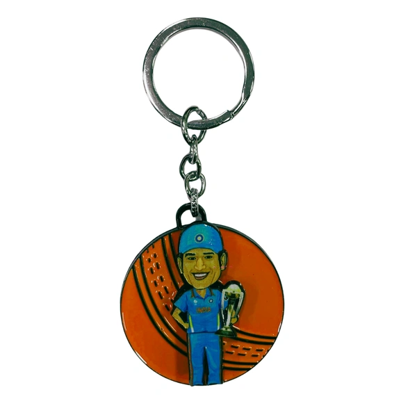 MS Dhoni - Zinc Alloy Rotating Keychain – Stylish 360° Spinner Key Ring for Car, Bike & Home Keys