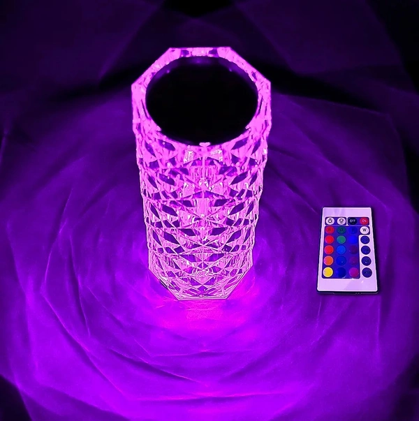 Rechargeable Rose Crystal Table Night Light Atmosphere Lamp with Touch Control, 16 RGB Color Changing, Remote Control (Pack of 1)