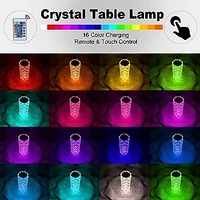 Rechargeable Rose Crystal Table Night Light Atmosphere Lamp with Touch Control, 16 RGB Color Changing, Remote Control (Pack of 1)