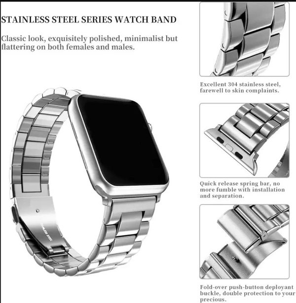 Steel Metal Chain Strap For Ultra Smart Watch 49 mm, Series 8 / 7 45 mm, Series 6 / 5 / 4 44 mm Smart Watch Strap  (Silver)