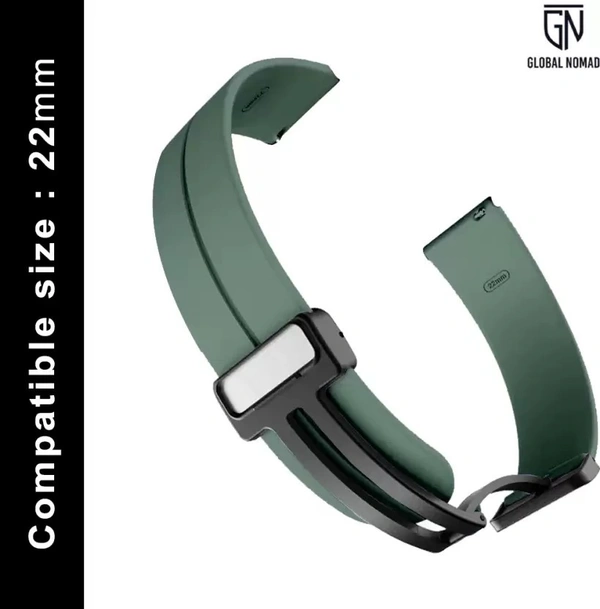 22MM-MGNT-SILI-PINE-NEEDLE-GREEN Smart Watch Strap  (Green)