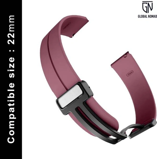 22MM-MGNT-SILI-RED-WINE Smart Watch Strap  (Red)