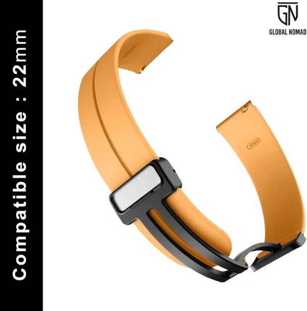 22MM-MGNT-SILI-YELLOW Smart Watch Strap  (Yellow)