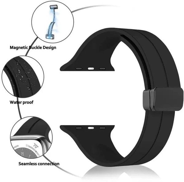 Magnetic Band Compatible with ultra smart Watch Strap 38mm 40mm and 41mm for iWatch Ultra SE2 SE Series 8 7 6 5 4 3 2 1 Smart Watch Strap  (Black)
