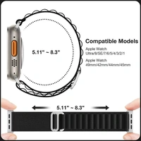 Alpine Smart Watch Strap Compatible with ultra smart Watch 49mm 45mm 44mm and 42mm Perfect Fit for Ultra SE2 SE Series 8/7/6/5/4/3/2/1 iWatch Smart Strapband for Men Women Smart Watch Strap  (Black)
