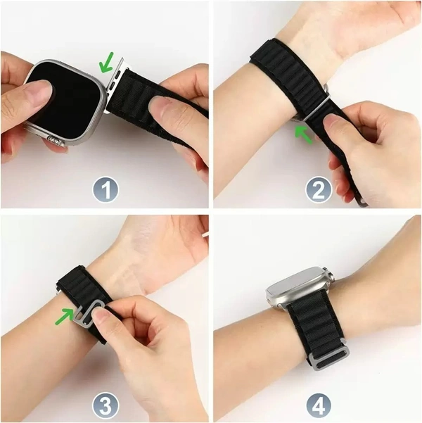 Alpine Smart Watch Strap Compatible with ultra smart Watch 49mm 45mm 44mm and 42mm Perfect Fit for Ultra SE2 SE Series 8/7/6/5/4/3/2/1 iWatch Smart Strapband for Men Women Smart Watch Strap  (Black)