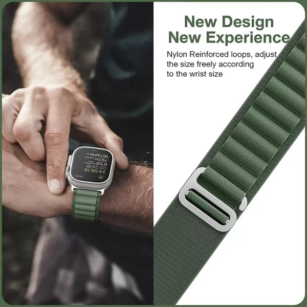 Alpine Smart Watch Strap Compatible with ultra smart Watch 49mm 45mm 44mm and 42mm Perfect Fit for Ultra SE2 SE Series 8/7/6/5/4/3/2/1 iWatch Smart Strapband for Men Women Smart Watch Strap  (Green)