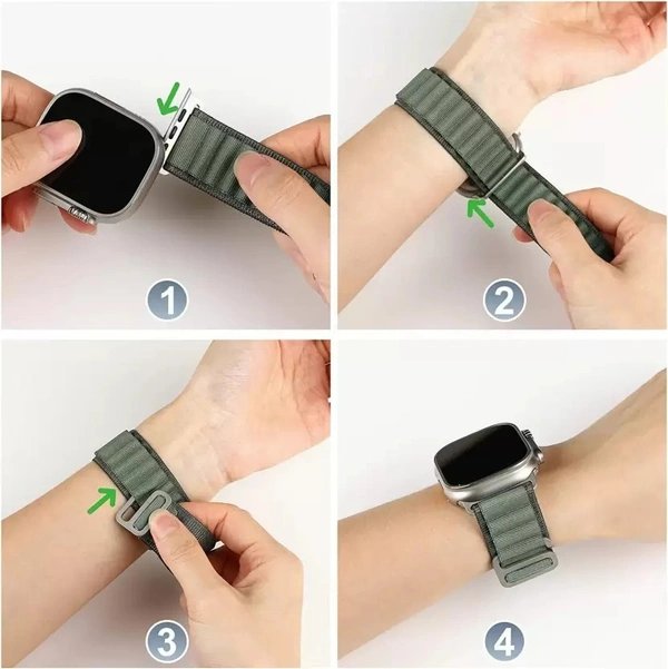 Alpine Smart Watch Strap Compatible with ultra smart Watch 49mm 45mm 44mm and 42mm Perfect Fit for Ultra SE2 SE Series 8/7/6/5/4/3/2/1 iWatch Smart Strapband for Men Women Smart Watch Strap  (Green)