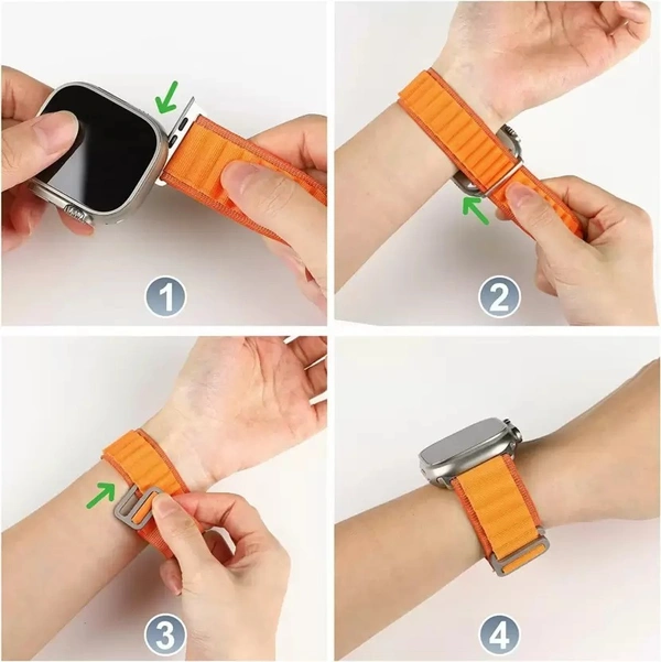 Alpine Smart Watch Strap Compatible with ultra smart Watch 49mm 45mm 44mm and 42mm Perfect Fit for Ultra SE2 SE Series 8/7/6/5/4/3/2/1 iWatch Smart Strapband for Men Women Smart Watch Strap  (Orange)