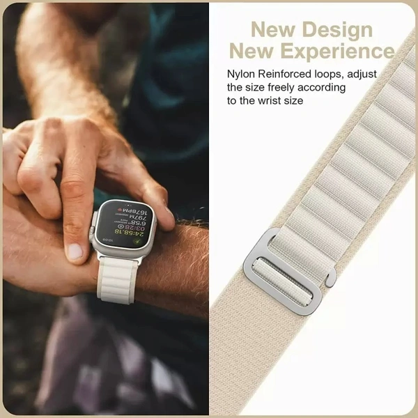 Alpine Smart Watch Strap Compatible with ultra smart Watch 49mm 45mm 44mm and 42mm Perfect Fit for Ultra SE2 SE Series 8/7/6/5/4/3/2/1 iWatch Smart Strapband for Men Women Smart Watch Strap  (White)