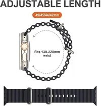 Silicone Ocean Band Compatible with ultra smart Watch Strap 38mm 40mm 41mm for iWatch Ultra SE2 SE Series 8 7 6 5 4 3 2 1 iWatch Strapband for Men Women Smart Watch Strap  (Black)