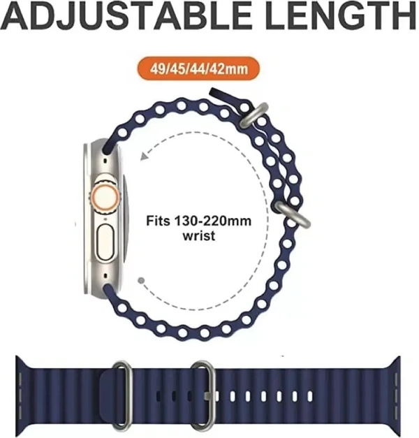 Silicone Ocean Band Compatible with ultra smart Watch Strap 38mm 40mm 41mm for iWatch Ultra SE2 SE Series 8 7 6 5 4 3 2 1 iWatch Strapband for Men Women Smart Watch Strap  (Blue)