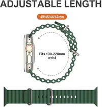 Silicone Ocean Band Compatible with ultra smart Watch Strap 38mm 40mm 41mm for iWatch Ultra SE2 SE Series 8 7 6 5 4 3 2 1 iWatch Strapband for Men Women Smart Watch Strap  (Green)