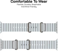 Silicone Ocean Smart Watch Strap Compatible with ultra smart Watch 38mm 40mm 41mm Perfact Fit for iWatch Ultra SE2 SE Series 8 7 6 5 4 3 2 1 Smart Watch Strap  (Grey)