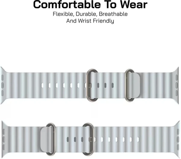 Silicone Ocean Smart Watch Strap Compatible with ultra smart Watch 38mm 40mm 41mm Perfact Fit for iWatch Ultra SE2 SE Series 8 7 6 5 4 3 2 1 Smart Watch Strap  (Grey)
