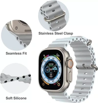 Silicone Ocean Smart Watch Strap Compatible with ultra smart Watch 38mm 40mm 41mm Perfact Fit for iWatch Ultra SE2 SE Series 8 7 6 5 4 3 2 1 Smart Watch Strap  (Grey)