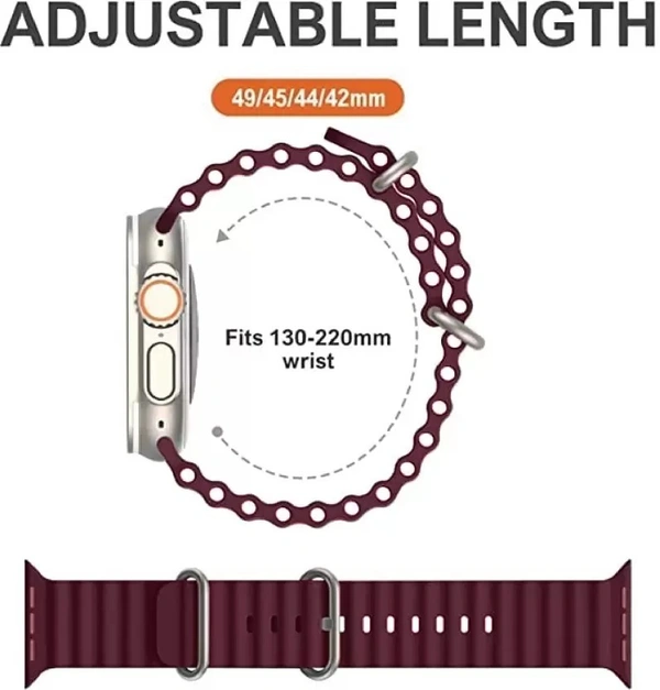 Silicone Ocean Band Compatible with ultra smart Watch Strap 38mm 40mm 41mm for iWatch Ultra SE2 SE Series 8 7 6 5 4 3 2 1 iWatch Strapband for Men Women Smart Watch Strap  (Brown)