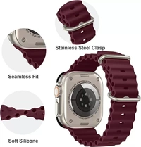 Silicone Ocean Band Compatible with ultra smart Watch Strap 38mm 40mm 41mm for iWatch Ultra SE2 SE Series 8 7 6 5 4 3 2 1 iWatch Strapband for Men Women Smart Watch Strap  (Brown)
