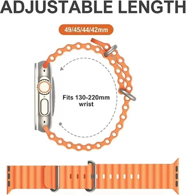 Silicone Ocean Band Compatible with ultra smart Watch Strap 38mm 40mm 41mm for iWatch Ultra SE2 SE Series 8 7 6 5 4 3 2 1 iWatch Strapband for Men Women Smart Watch Strap  (Orange)