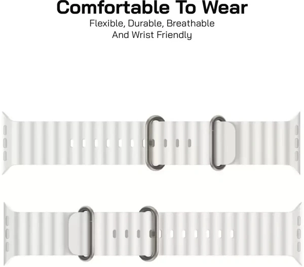 Silicone Ocean Band Compatible with ultra smart Watch Strap 38mm 40mm 41mm for iWatch Ultra SE2 SE Series 8 7 6 5 4 3 2 1 iWatch Strapband for Men Women Smart Watch Strap  (White)
