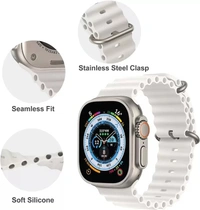 Silicone Ocean Band Compatible with ultra smart Watch Strap 38mm 40mm 41mm for iWatch Ultra SE2 SE Series 8 7 6 5 4 3 2 1 iWatch Strapband for Men Women Smart Watch Strap  (White)