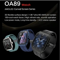 OA89 Smart Watch 1.96inch AMOLED 3D Flexible Design Screen Bluetooth Call Heart Rate IP67 Waterproof Smartwatch for Android IOS