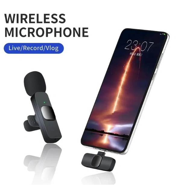 2in1 Noise Reduction Lavalier Lapel K9 Microphone WIreless Microphone for Liverstreaming Vlog Live Streaming Youtuber Podcast