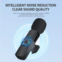 2in1 Noise Reduction Lavalier Lapel K9 Microphone WIreless Microphone for Liverstreaming Vlog Live Streaming Youtuber Podcast