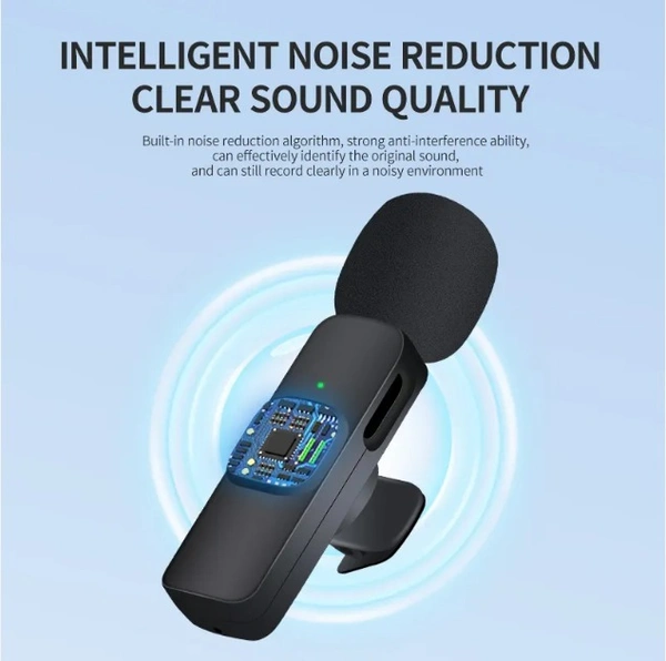 2in1 Noise Reduction Lavalier Lapel K9 Microphone WIreless Microphone for Liverstreaming Vlog Live Streaming Youtuber Podcast