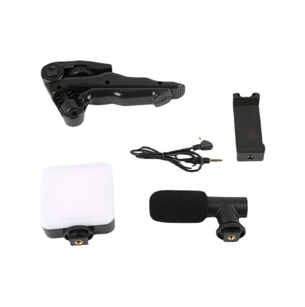 Multi-Functional Video Making Wireless Streaming Microphone Kit Vlogging Kit With Mic and Light for Smartphone