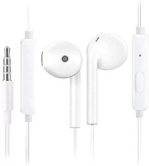 Earphone Compatible All Smart Phone & Android Device Wired Headset Wired Headset  (White, In the Ear)