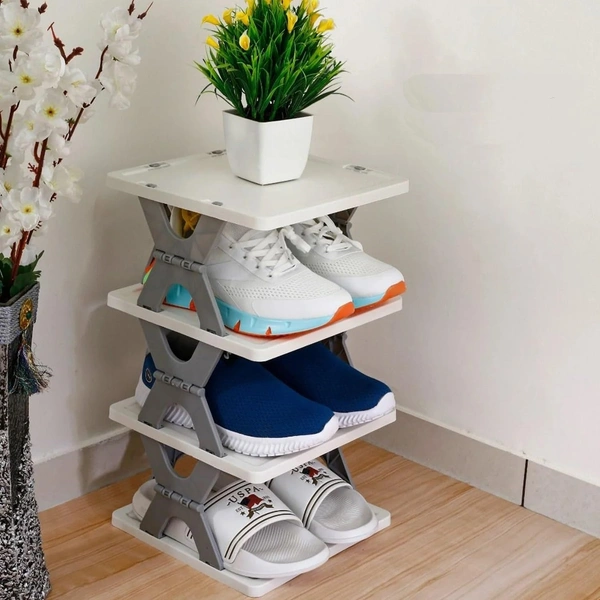 Shoe Rack, Shoe Racks for Closet, Shoe Storage Organizer for Bedroom & Entryway, Space Saver Stackable Shoe Shelf (4-Layer