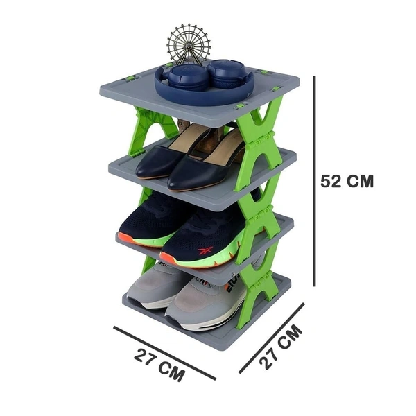 Shoe Rack, Shoe Racks for Closet, Shoe Storage Organizer for Bedroom & Entryway, Space Saver Stackable Shoe Shelf (4-Layer