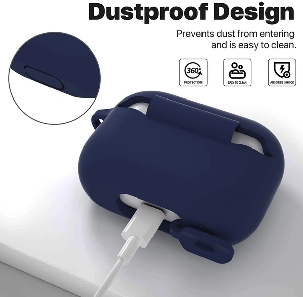 Air-Pod Pro Case, Full Protective Silicone Air-Pods Case, 2.5mm Thickness Cover, Support Wireless Charging, Shock-Absorbing Cover (Blue)