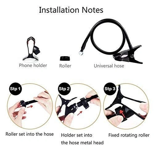 Flexible Mobile Tabletop Stand, Metal Built -for Video, Heavy Duty Foldable Lazy Bracket Clip Mount, Multi Angle Clamp for All Smartphones (Pack of 1) Multi Colour