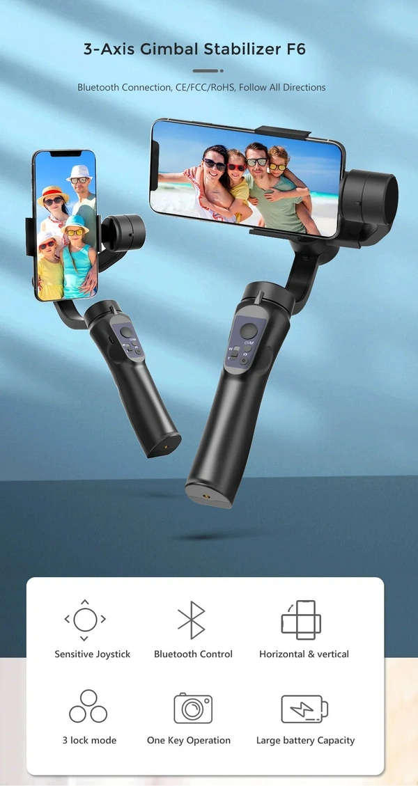 3-Axis Handheld Cell Mobile Phone Gimbal Stabilizer 360° Auto Adjustable DSLR Gimbal Estabilizador - Camera & Smartphone Stabilizer