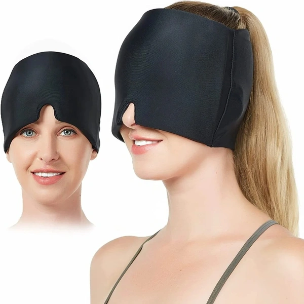Migraine Relief Hat | Hot & Cold Compress Ice Pack Gel Eye Mask for Effective Migraine Therapy