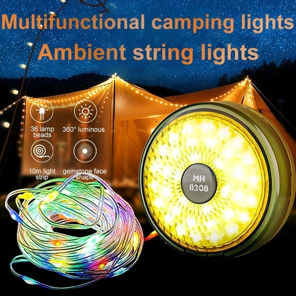 MH8208 PC Transparent Gemstone Outdoor Camping Light | Multifunctional Atmosphere String Light & Mobile Charger