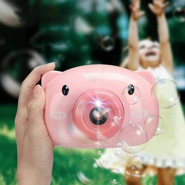 Electric Automatic Bubble Machine with Soap Water Maker Toys Cartoon Animal Pig Bubble Camera