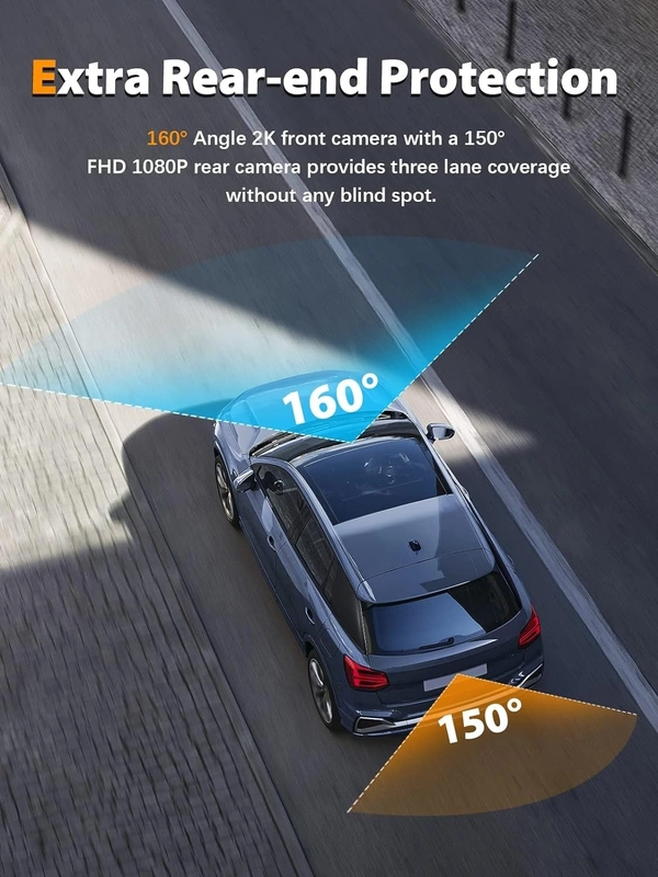 4K Dash Cam with Front and Back Dual Lens | 4K + 1080P Car DVR with WiFi, G-Sensor & Loop Recording