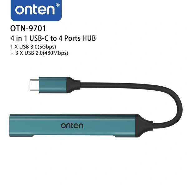 Onten Type-C to 4-Port USB 3.0 Hub – High-Speed Data Transfer & Multi-Device Support